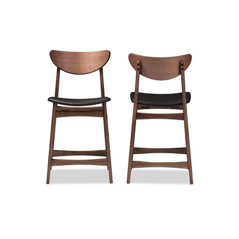 Corrigan Studio® Dublin Black Faux Leather Upholstered Walnut Wood